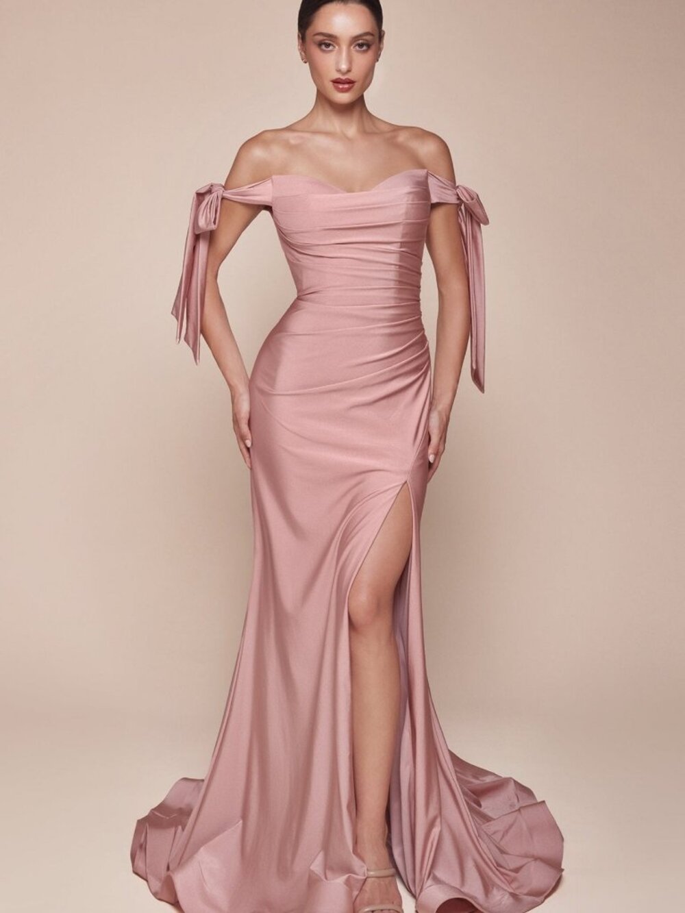 NEW DUSTY ROSE Evening Gown Floor Length Formal Elegant Stunning CD943